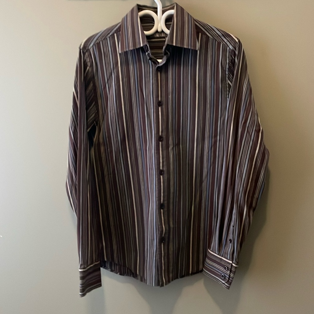 AMERICA Men’s Casual Button Down Long Sleeve Shirt Office Interview Size Small